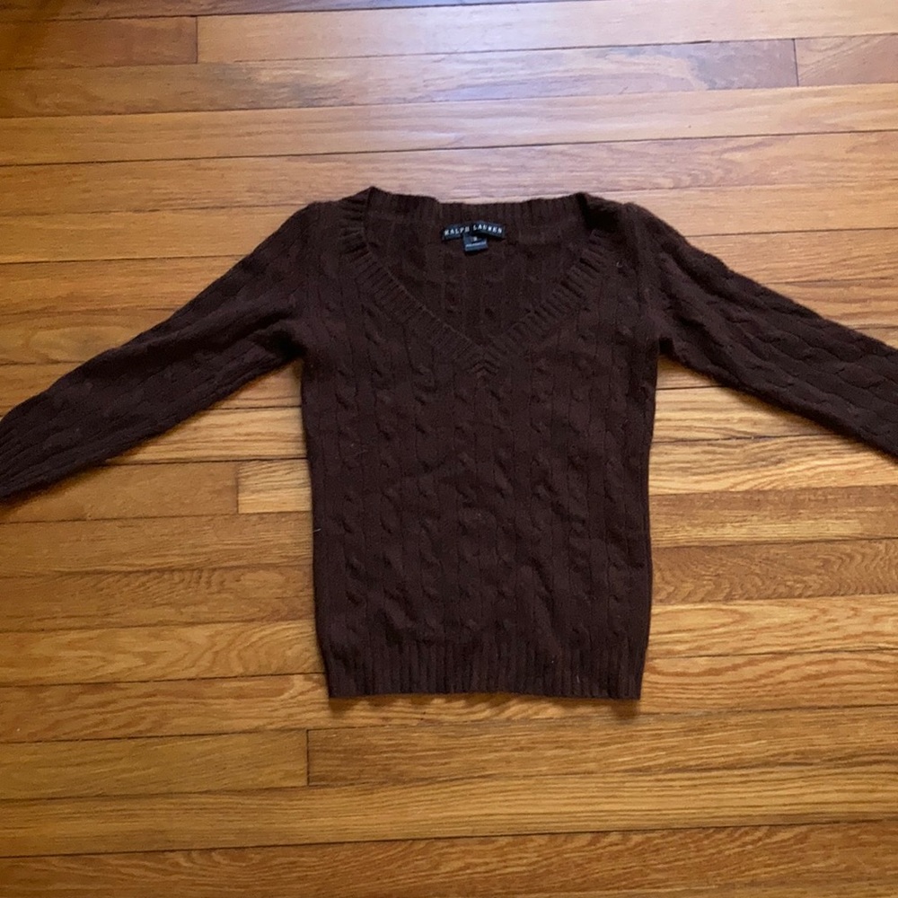 Ralph Lauren cable knit brown sweater
